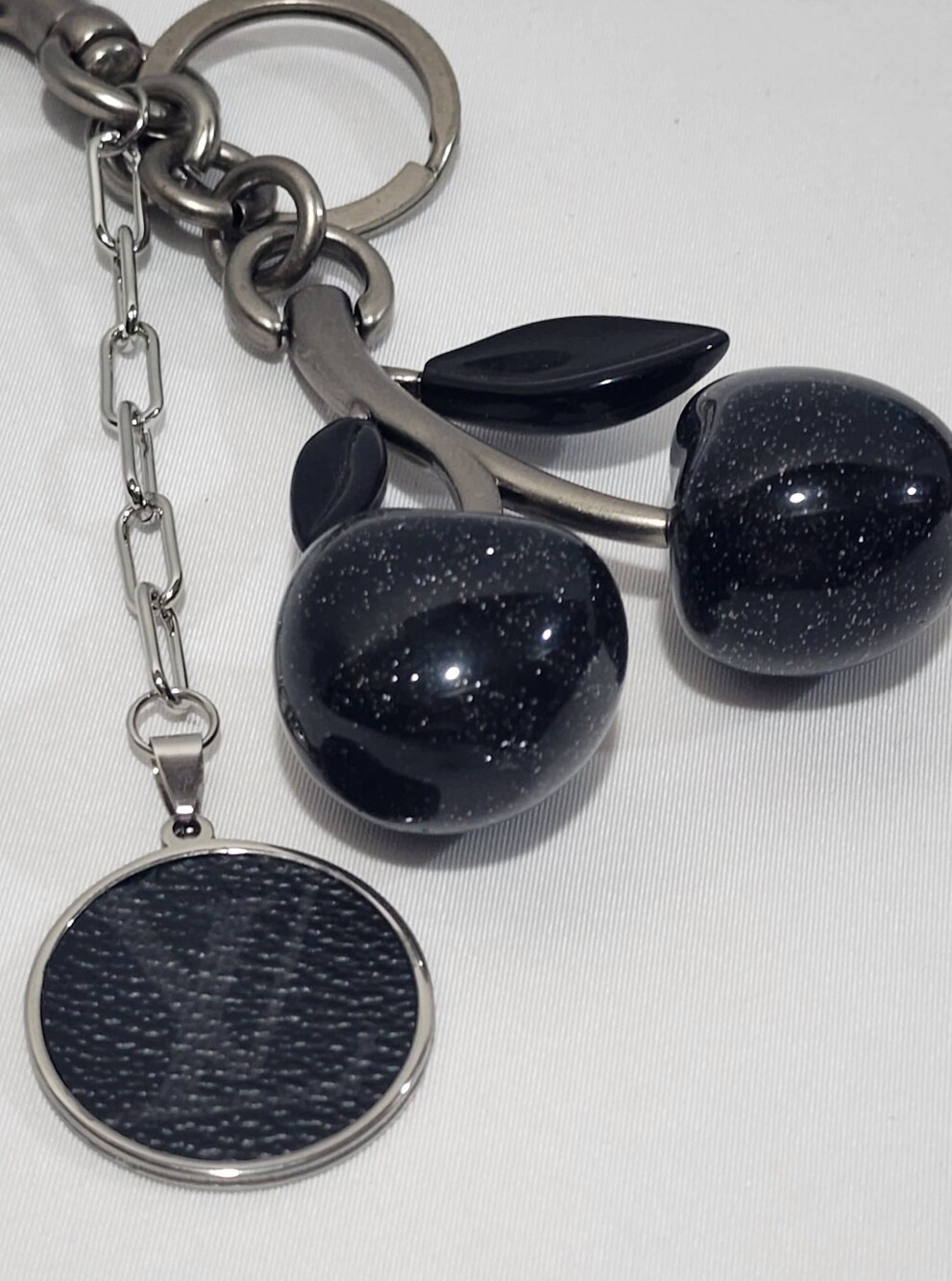 Sparkle Black Cherry Keychain Bag Charm LV Black Eclipse Monogram Canvas